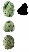 RMA-3001 - Réserve de matièreindéterminéRéserve de matière façonnée en forme de pain, de boule ou de cylindre grossier, perforée de part en part par enfilage sur une baguette ou une tige et ayant été déposée sur un clayonnage au moment du séchage.