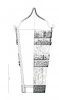 SEA-4001 - SeauferTPQ : 1 - TAQ : 400Récipient tronconique, associant des douelles de bois à des cerclages de fer plats (nombre variable), sur lesquels sont fixés deux pattes servant à la fixation de l'anse.