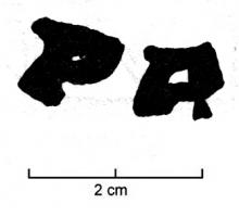 SIG-4072 - Empreinte antique de signaculum métallique sur amphore : PRterre cuiteTPQ : 60 - TAQ : 150Empreinte antique de signaculum métallique sur bas de panse d'amphore G4 : sans cadre, PR.