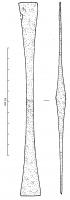 SPC-4006 - Spatule à cireferSpatule double en fer, comportant deux extrémités actives simplement effilées et élargies ; la partie centrale est marquée par un épaississement, de section quadrangulaire.