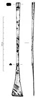 SPC-4008 - Spatule à cireferSpatule simple, comportant un long manche et une étrémité distale élargie en queue d'aronde, terminée par une extrémité active étroite et rectiligne.
