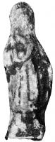 STE-4102 - Statuette : personnage féminin voiléterre cuiteTPQ : 1 - TAQ : 400Personnage féminin ou déesse sans attribut visible. Le personnage est voilé.