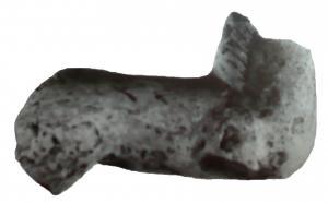 STE-4128 - Statuette zoomorphe : équidéterre cuiteTPQ : 1 - TAQ : 300Equidé de type indéterminable, en raison de l'absence de la tête et/ou des extrémités.