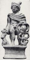STE-4514 - Statuette : Hermès - Mercure debout avec bouc et caducéebronzeTPQ : -30 - TAQ : 250Statuette représentant Mercure nu, coiffé d'un pétase à ailerons, une chlamyde attachée à droite mais couvrant l'épaule gauche ; la main gauche s'appuie sur un caducée posé au sol, la droite repose sur les cornes d'un bouc (ou tient une bourse placée derrière les cornes ?) ; statuette coulée avec son socle.
