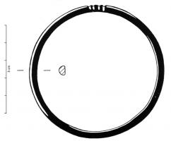 BRC-4066 - Bracelet fermé lissejaisTPQ : 150 - TAQ : 400Bracelet fermé, section en D, étroite, avec un décor ponctuel fait de quatre incisions transversales groupées en un seul point du jonc.
