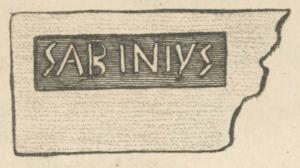 COV-4131 - Tuile estampillée SABINI ou SABINIVSterre cuiteTuile estampillée SABINI ou SABINIVS, dans un cartouche rectangulaire.