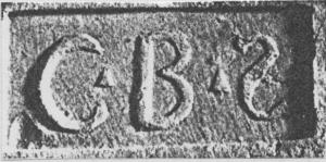 COV-4222 - Tuile estampillée C.B.Sterre cuiteTuile estampillée C.B.S., dans un cartouche rectangulaire (S rétrograde).
