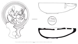 LMP-42404 - Lampe Loeschcke I : A. ROSCI SALVIterre cuiteTPQ : -30 - TAQ : 100Marque en cursive tracée avant cuisson sous une lampe : A. ROSCI SALVI (parfois suivi de facetu, pour fecit ?).