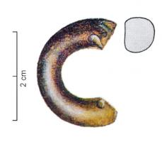 PRL-3585 - Perle annulaire gracile : unie - gr. Haev. 22verreTPQ : -475 - TAQ : -30Perle annulaire gracile (D. perforation > D. section) en verre coloré brun miellé.