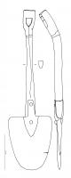 BCH-4004 - BêcheferTPQ : -30 - TAQ : 250Lame de bêche trapézoidale ou ogivale, entièrement en fer, avec rivets de fixations pour un manche en bois qui s'insère dans une douille semi-ouverte.