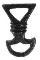JHA-4028 - Jonction de harnaisbronzeRobuste boucle de jonction comportant deux solides bélières (une triangulaire, une en demi-cercle) reliées par une partie moulurée.