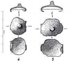 ACE-1006 - Applique de ceinture en bouton à griffesbronzeApplique de ceinture circulaire à dos bombé sans décor, deux griffes diamétralement opposées et à bouton central.