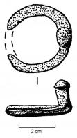 AGC-3014 - Anneau à boutonferAgrafe constituée d'un simple anneau forgé d'où émerge perpendiculairement un bouton en fort relief.