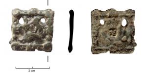 APP-9008 - Applique carrée avec motif humainbronzeApplique massive moulée, carrée, avec un cadre d'