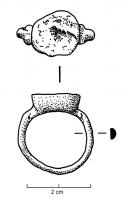 BAG-4158 - BaguebronzeTPQ : 300 - TAQ : 400Bague à chaton sub-circulaire surcreusé et surélevé (profil évasé vers le haut), destiné à recevoir un cabochon qui peut être en métal.