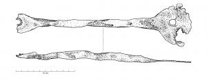 BCE-4009 - Manipule de bouclierferTPQ : -30 - TAQ : 450Tige de section quadrangulaire, terminée à ses deux extrémités par un disque plat percé en son centre d'un trou de fixation.