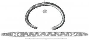 BRC-1095 - Bracelet ouvert à extrémités aminciesbronzeBracelet ouvert à tige massive de section losangique ou sub-losangique, aux extrémités amincies et orné d'incisions.