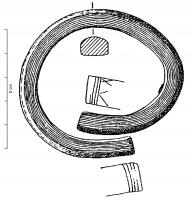 BRC-1107 - Bracelet ouvert, à tige massive et sans tamponsbronzeBracelet ouvert, à tige massive, inorné, de section ovalo-rectangulaire (carrée ou rectangulaire, à la face externe arrondie); les extrémités peuvent être droites ou légèrement épaissies.