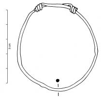 BRC-3526 - Bracelet filiforme à extrémités nouéesbronzeBracelet constitué d'un simple fil torsadé ; le système de fermeture est composé d'enroulements coulissants, permettant dans une  certaine mesure de régler le diamètre de la parure.