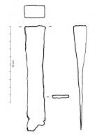CIS-4019 - Ciseau droitferTPQ : 1 - TAQ : 100Outil de section quadrangulaire s'amincissant progressivement en direction du tranchant et lui donnant un profil triangulaire. La tête est massive et permet la percussion, les bords sont légèrement concaves. 