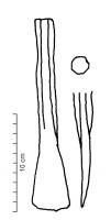 CIS-4032 - CiseauferTPQ : -30 - TAQ : 450Ciseau à percussion directe, le corps est de section carrée ou hexagonale; la lame est relativement courte mais très évasée.
