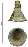CLD-4056 - Clou décoratifbronze, ferClou en bronze, coulé sur une tige de fer, comportant une partie campaniforme surmontée d'un cylindre et d'un bouton terminal sphérique ; séries de fines moulures circulaires sur toute la hauteur.
