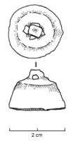 CLT-4005 - ClochettebronzeClochette à paroi rectiligne, en cylindre court et légèrement évasé vers le bas, voire en tronc de cône ; épaule marquée ; le sommet en dôme est percé pour l'accrochage du battant.