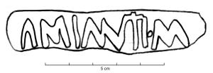 COV-4032 - Tuile / brique estampillée AMIANTIMterre cuiteTuile ou brique estampillée AMIANTIM ou AMIANTI.M.