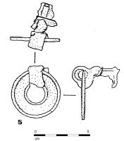 CRP-4009 - Crampon à anneaubronzeCrampon en alliage cuivreux, passé sur un anneau également en alliage cuivreux, de section plate.