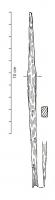 CSB-3005 - Ciseau à soieferOutil composé d'une courte soie et d'une tige de section quadrangulaire, la séparation entre les deux est visible par un épaulement plus ou moins marqué; le tranchant est étroit.  