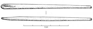 CUP-4003 - Cuiller à parfumosInstrument constitué d'une tige dont l'exrémité la plus large est creusée d'une gorge formant une dépression en forme de goutte, et permettant de prélever une petite quantité d'huile, de poudre ou d'onguent.