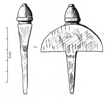 CVC-4010 - Clavette de moyeu de charbronzeClavette à tête semi-circulaire surmontée d'un gland, surmontant une tige de section carrée.