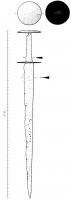DAG-7013 - Dague à rouelleferTPQ : 1400 - TAQ : 1500Arme de poing à lame pourvue d'un seul tranchant ; garde et pommeau de forme circulaire, caractéristique de ce type.