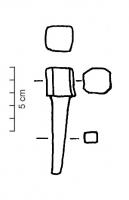 ECL-4013 - Enclume à table quadrangulaire et soie ferPetite enclume ou tas à table quadrangulaire et tige effilée nettement distincte du sommet; la butée permet de caler l'enclume sur son billot. Les arrêtes de la table peuvent être chanfreinés et son sommet bombé. 