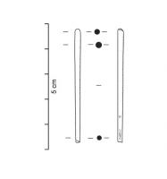 EPG-4104 - ÉpingleosTPQ : 40 - TAQ : 220Epingle droite, parfois de grande taille, dont le diamètre diminue en allant vers le sommet qui peut être arrondi, en ogive ou en calotte.