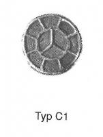 FIB-5236 - Fibule cloisonnée avec compartiment central tripartite, Vielitz C1argent, orFibule cloisonnée avec grenat et un registre central bipartite ou tripartite, lui aussi orné de grenats.
