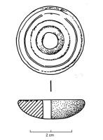 FUS-4009 - Fusaïole en calotte, inornéeosTPQ : 1 - TAQ : 200Fusaïole à profil dissymétrique : l'une face est plate, inornée ou seulement couverte de cercles concentriques, l'autre est bombée en calotte, souvent moulurée.