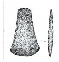 HCH-1064 - Hache plate à bords concavesbronze ou cuivreHache plate à bords concaves, de section transversale non connue.