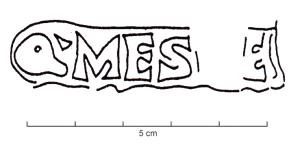 MRT-4067 - Jatte ou mortier : Q.MESDE ou Q.MESDFterre cuiteJatte ou mortier à lèvre épaissie et déversée ; bec verseur ; marque estampée sur le bord : Q.MESDE (ou Q.MESDF).