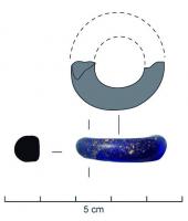 PRL-3528 - Perle annulaire gracile, unie - type Zepezauer 1.2.1.verrePerle annulaire gracile (D. perforation > D. section), unie, en verre bleu foncé, translucide.
Le diamètre externe est de l'ordre de 20 à 30 mm.