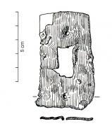 PSE-3001 - Plaque de serrure ou foncetferPlaque de serrure rectangulaire de faibles dimensions, avec une unique ouverture centrale elle-aussi rectangulaire, présence de deux ou quatre trous de fixation.