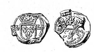 SCL-9021 - Sceau de douane : Lyon, Louis XIIIplombSceau à double face ; d'un côté, armes de France dans un écu surmonté d'une couronne, de part et d'autre L / L ; de l'autre, armes de Lyon dans un écu aux côtés échancrés, de part et d'autre la date.