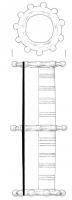 SCS-4001 - Support de caisse de charbronzeRobuste tube cylindrique, orné de filets concentriques, et marqué aux extrémités ainsi qu'à mi-longuer d'annelets en relief, coulés avec l'objet, et éventuellement bordés de perles.