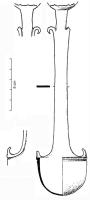 SPL-3012 - Simpulum à manche vertical et passoirebronzeSimpulum à vasque hémisphérique, fond arrondi, parfois pourvu d'ergots au départ du manche; manche vertical plat, parfois équipé dergots sommitaux, mais toujours terminé par un cuillleron assez profond, percé en passoire.