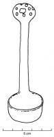 SPL-4013 - Simpulum à fond légèrement aplatibronzeSimpulum à manche vertical, plat et terminé par un cuilleron percé; la vasque cylindrique possède un fond légèrement aplati, formant un plan de pose. La base du manche est généralement ornée, à l'extérieur, d'un bloc de croisillons incisés.