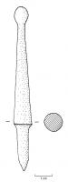 STY-4001 - Stylet à corps renfléosStylet à corps renflé, en deux parties généralement bien soulignées par un ressaut, avec une extrémité en pointe, pour écrire dans la cire, l'autre en olive, pour effacer une lettre ou un mot.