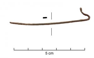 AGR-8002 - Agrafe simple sur tige méplatecuivreTige méplate terminée par un aplat replié, formant un crochet. 