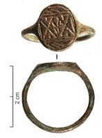 BAG-9117 - Bague à chaton circulaire incisébronzeChaton circulaire plat, gravé d'un motif incisé : double X dans un cadre.