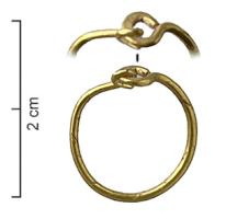 BCO-4041 - Boucle d'oreilleorBoucle filiforme, avec une extrémité formant un anneau légèrement écrasé par martelage, tandis que l’autre est amincie et vient s’enrouler autour.