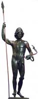 CDL-4003 - Candélabre : MarsbronzeStatue grandeur nature : Mars nu, casqué, tenant un lampadaire et s'appuyant à droite sur une lance.